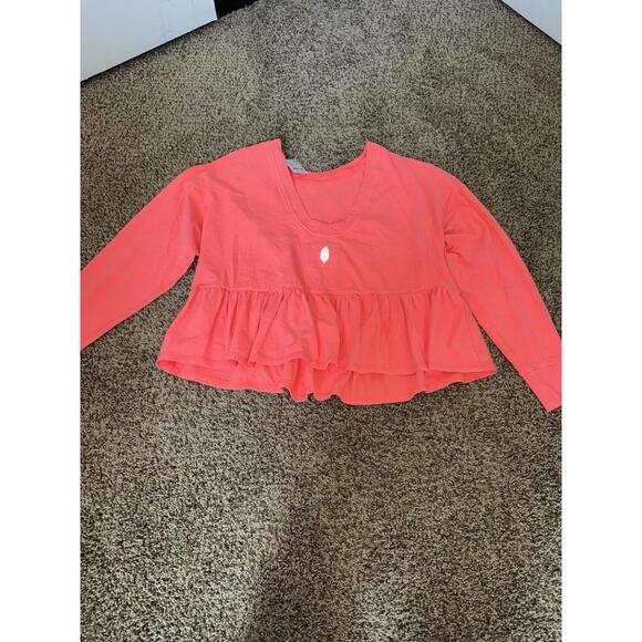 FREE  PEOPLE Play Nice Layer Pullover Women's Size S Neon Coral NEW - Picture 5 of 10